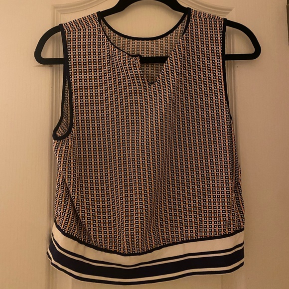 GAP Square Striped Geometric Semi-Cropped Sleeveless Blouse Tank Top - Picture 2 of 3